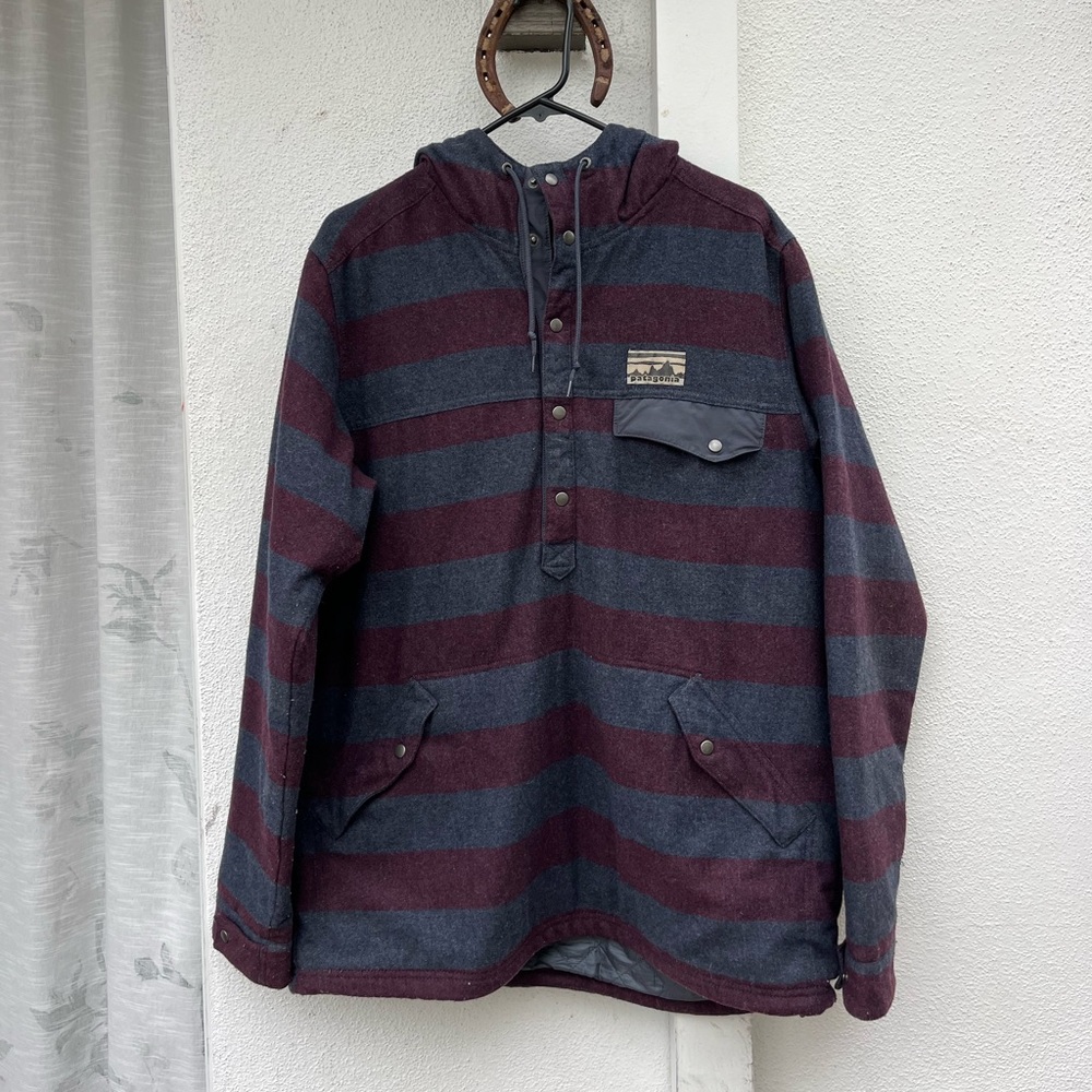 Rare Men's Patagonia Reclaimed Wool Snap 1/4 Puffer Hoody Jacket (Large)